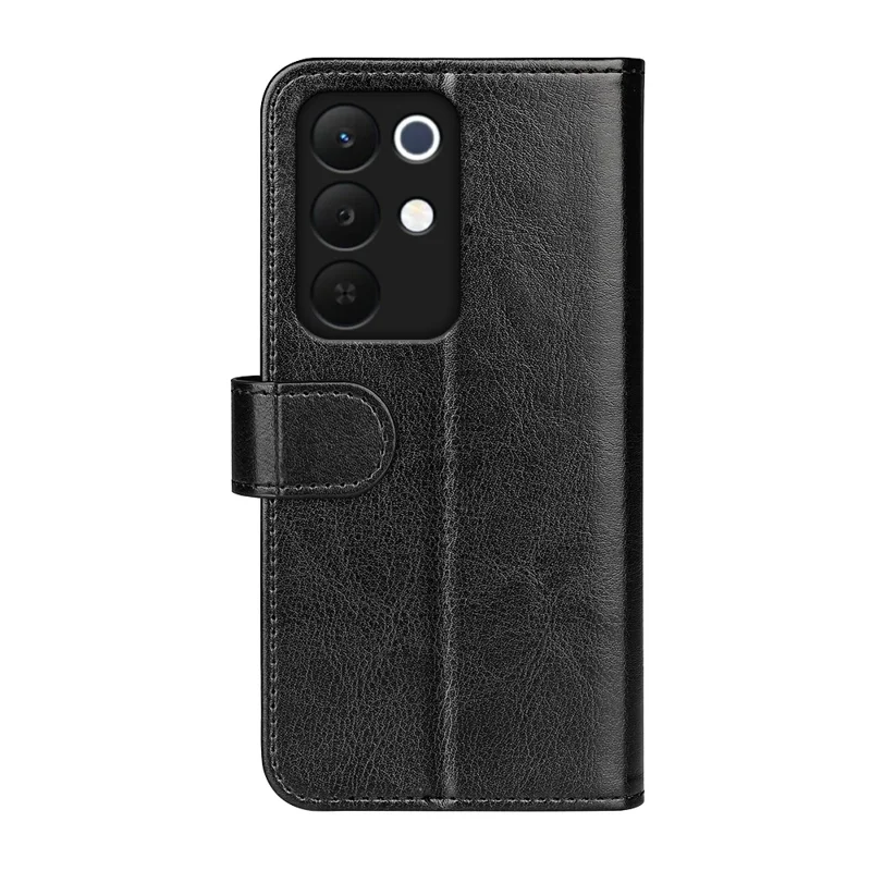 For Realme 15x (India) 5G Case Crazy Horse Texture Stand Leather Phone Cover - Black