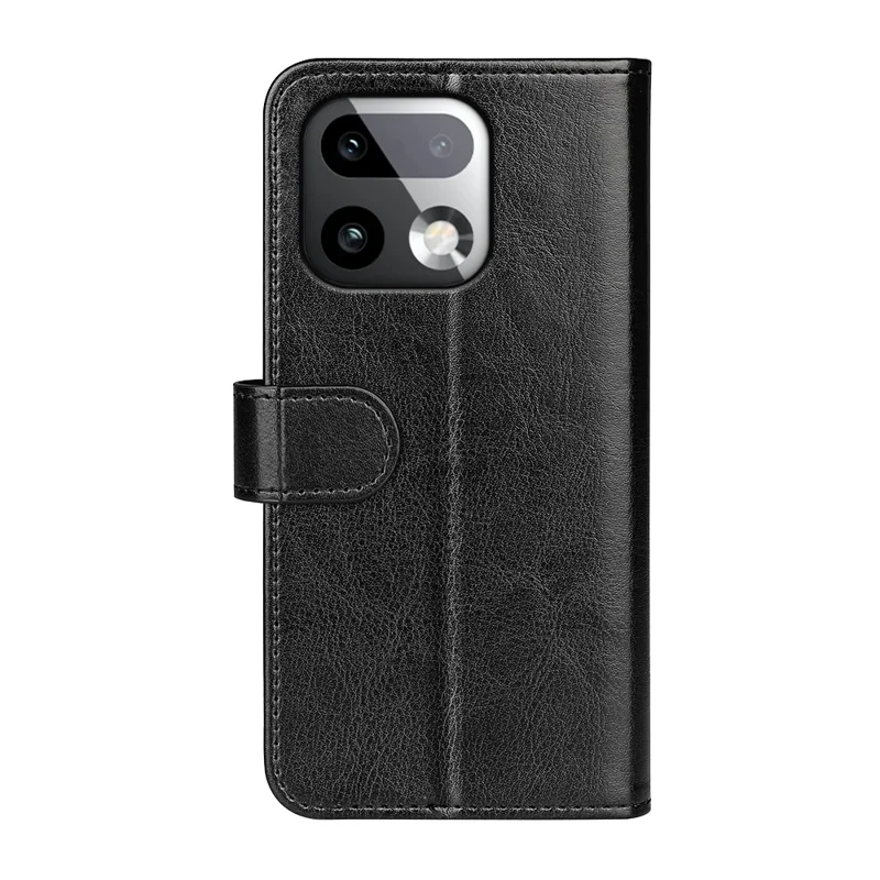 For Realme 16 Pro+ 5G Case Crazy Horse Texture Stand Leather Phone Cover - Black