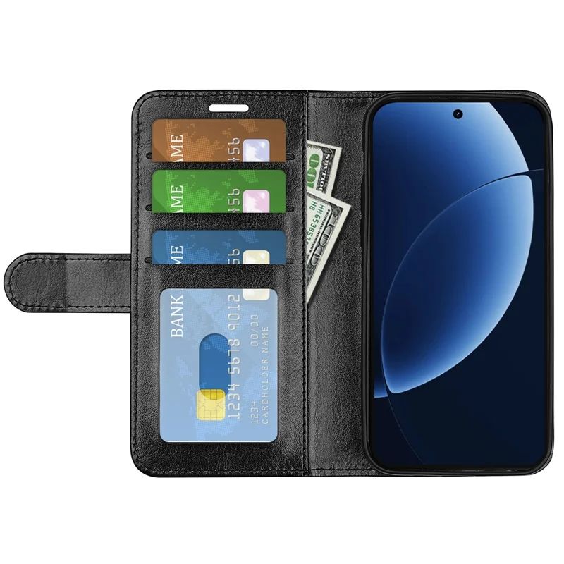 For Realme GT 8 Pro 5G Case Crazy Horse Texture Stand Leather Phone Cover - Black