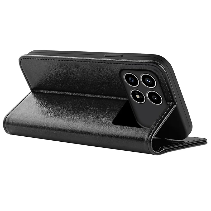 Phone Case for Xiaomi Redmi K90 5G  /  Poco F8 Pro 5G Crazy Horse Texture Stand Leather Cover - Black