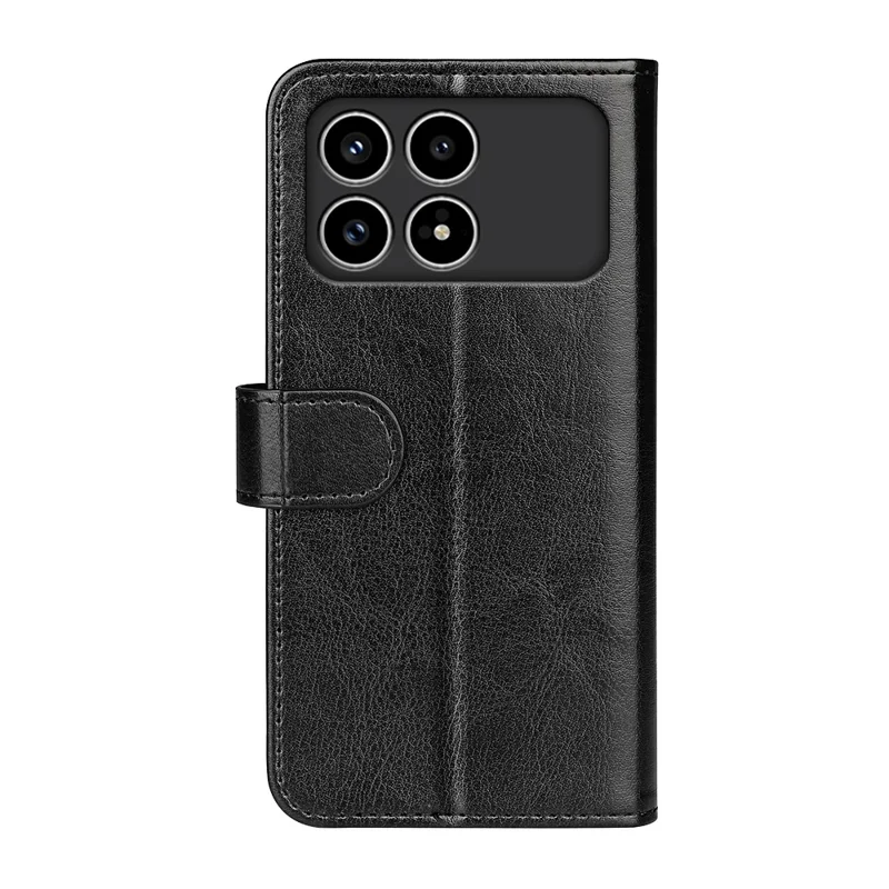 Phone Case for Xiaomi Redmi K90 5G  /  Poco F8 Pro 5G Crazy Horse Texture Stand Leather Cover - Black