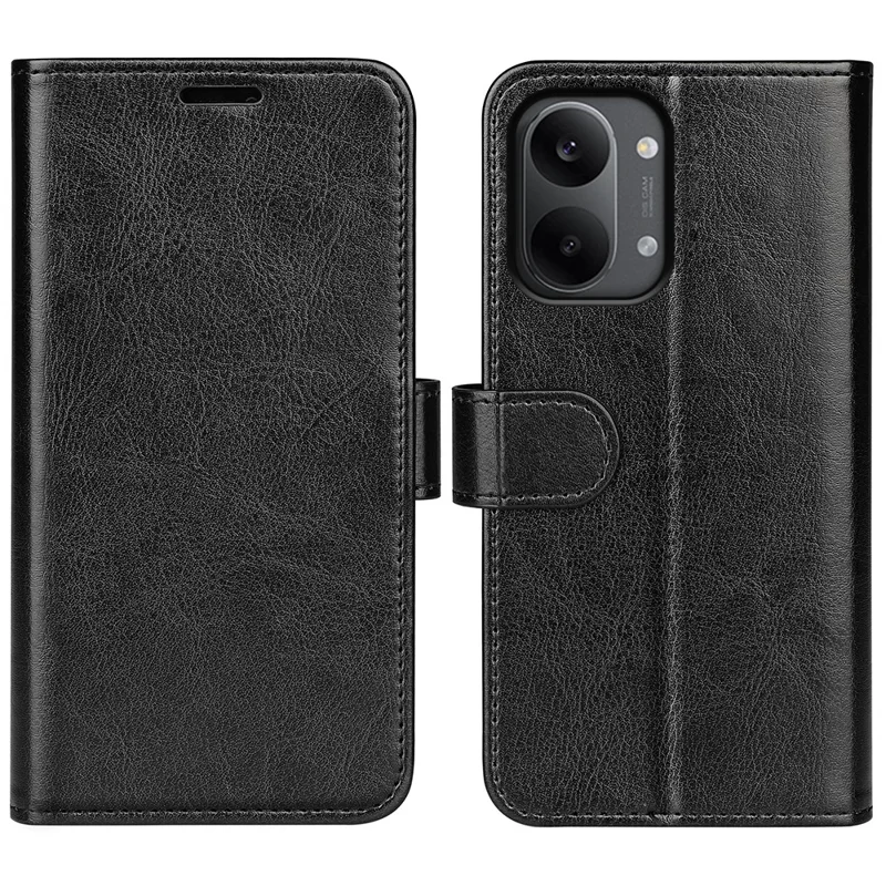 For Xiaomi Poco X8 Pro Max 5G Case Crazy Horse Texture Stand Leather Phone Cover - Black
