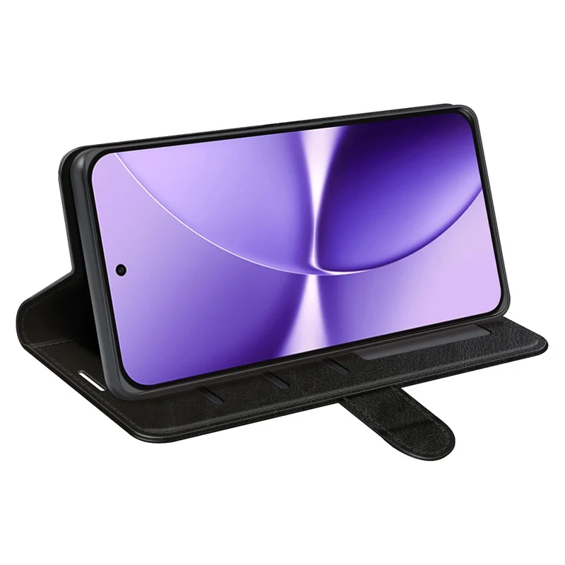 For Xiaomi Poco X8 Pro Max 5G Case Crazy Horse Texture Stand Leather Phone Cover - Black