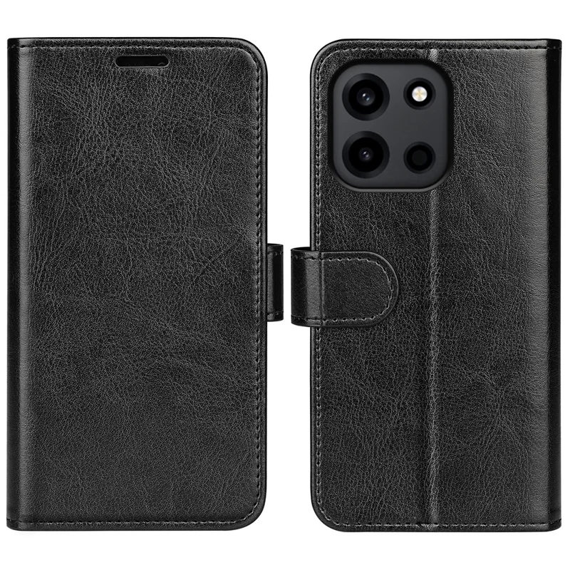 For OnePlus Turbo 6 5G Case Crazy Horse Texture Stand Leather Phone Cover - Black