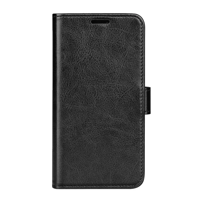 For OnePlus Turbo 6 5G Case Crazy Horse Texture Stand Leather Phone Cover - Black