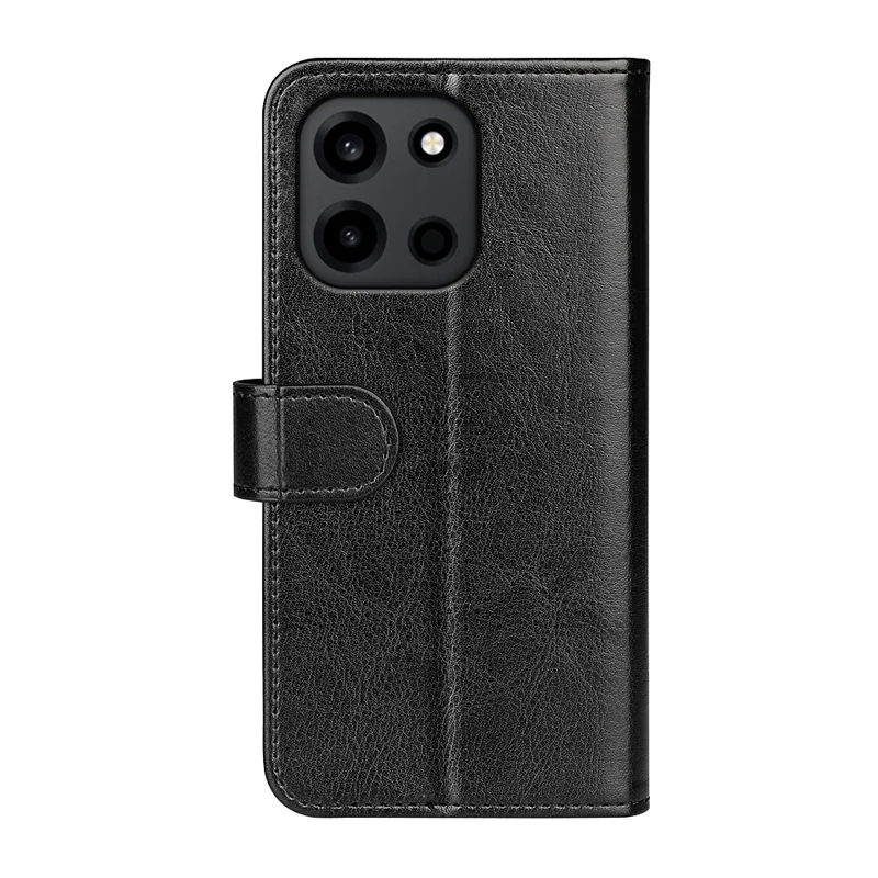 For OnePlus Turbo 6 5G Case Crazy Horse Texture Stand Leather Phone Cover - Black