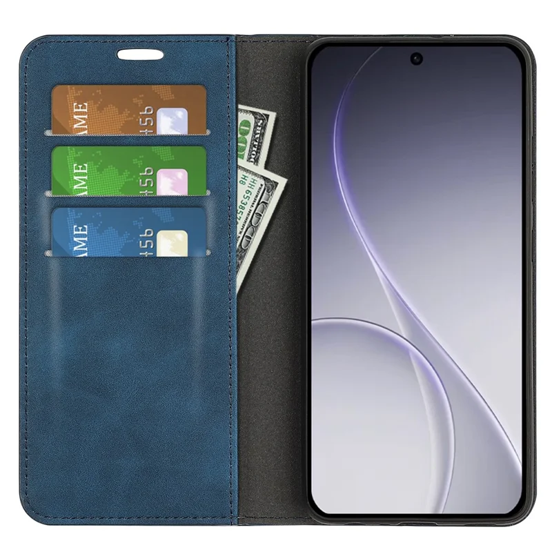 For Oppo Reno15 F 5G Case Skin Touch Leather Wallet Phone Cover - Blue