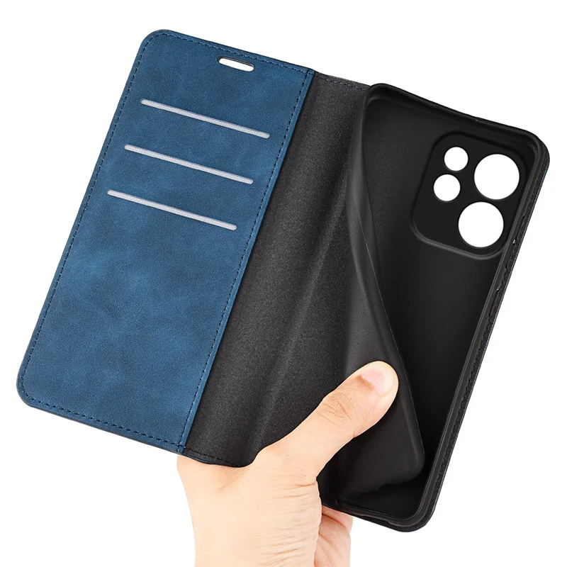 For Oppo Reno15 F 5G Case Skin Touch Leather Wallet Phone Cover - Blue