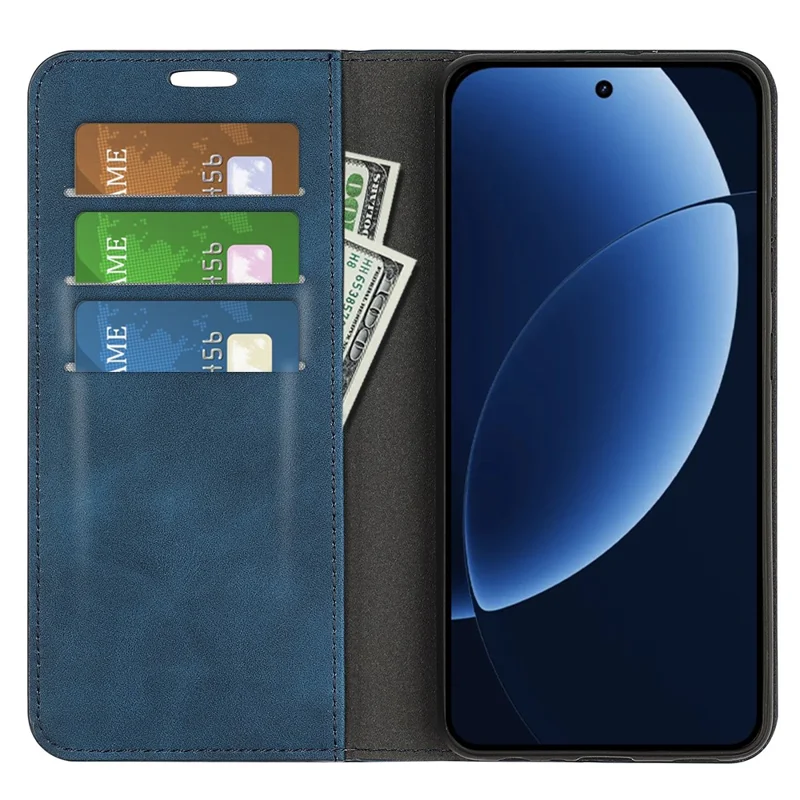 For Realme GT 8 Pro 5G Case Skin Touch Leather Wallet Phone Cover - Blue