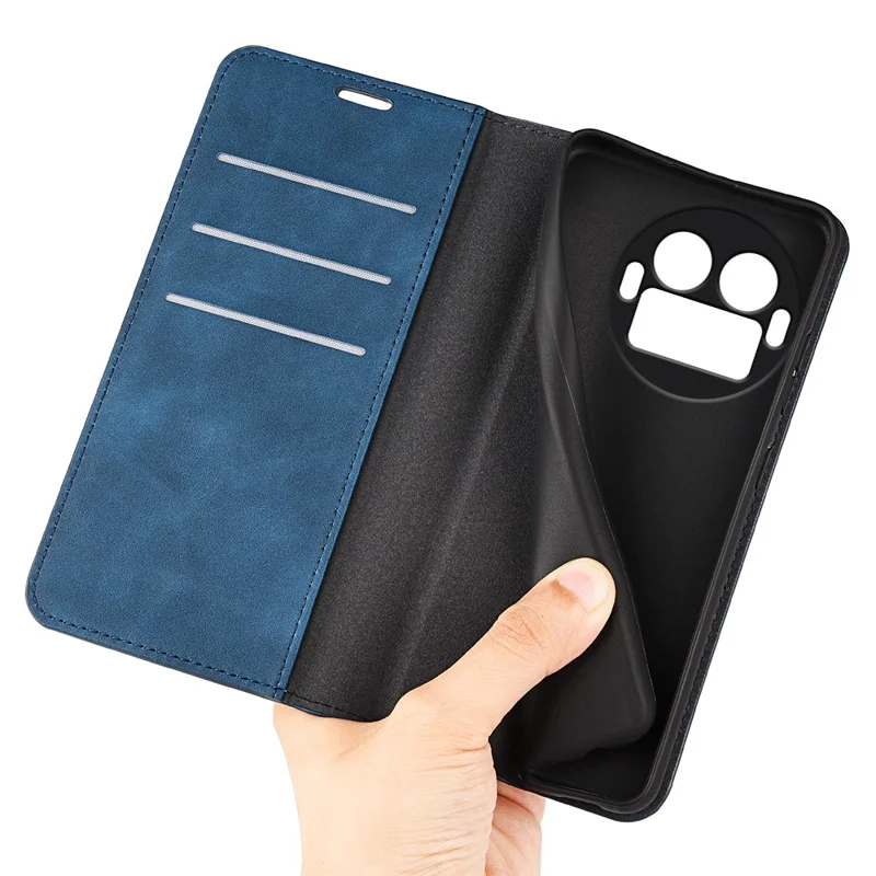 For Realme GT 8 Pro 5G Case Skin Touch Leather Wallet Phone Cover - Blue