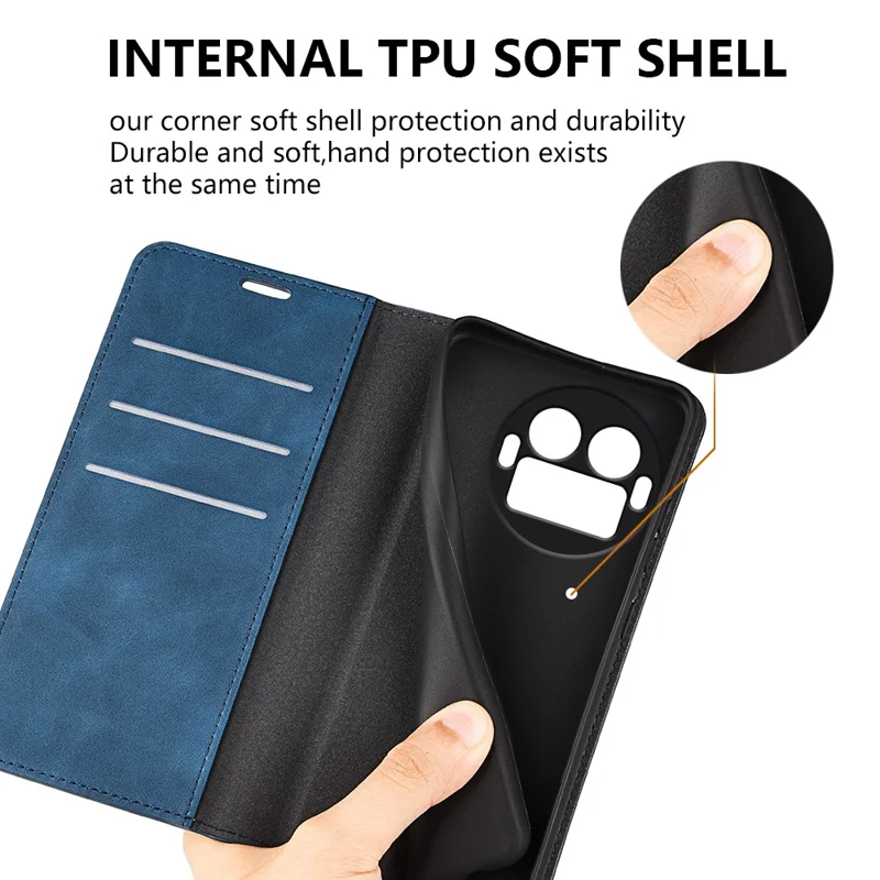 For Realme GT 8 Pro 5G Case Skin Touch Leather Wallet Phone Cover - Blue