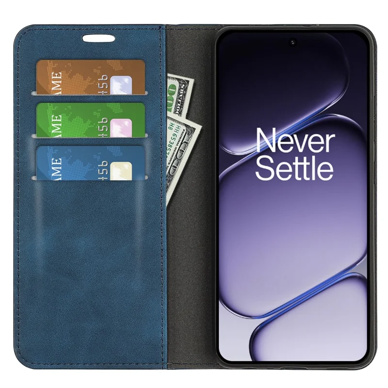 For OnePlus Turbo 6 5G Case Skin Touch Leather Wallet Phone Cover - Blue