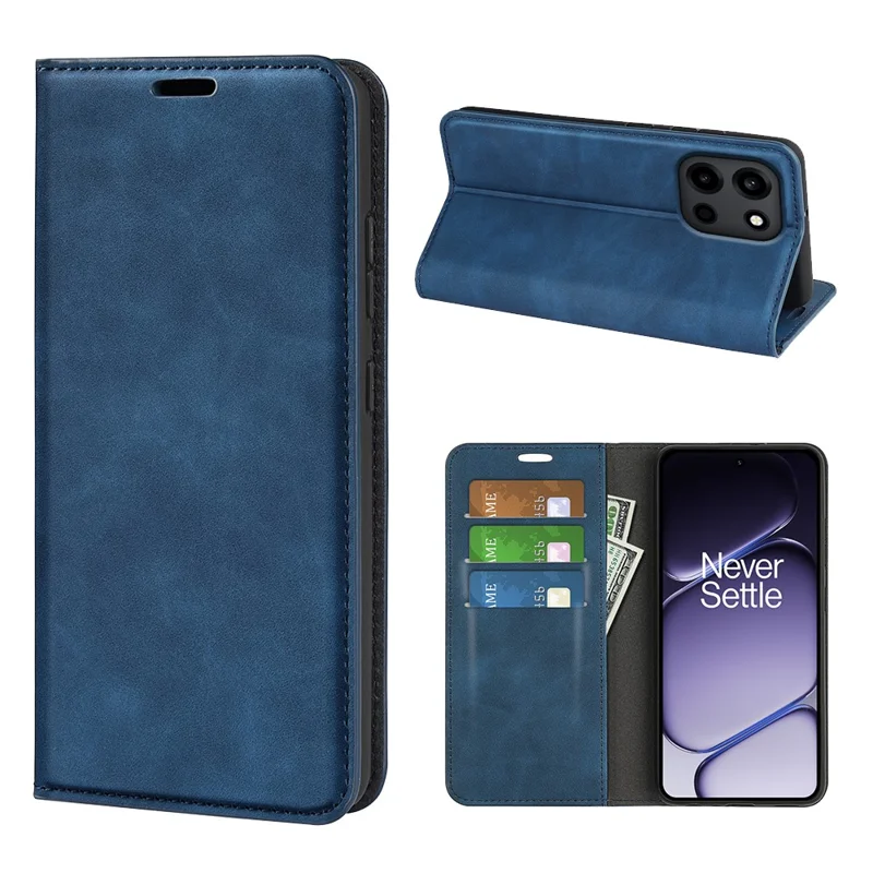 For OnePlus Turbo 6 5G Case Skin Touch Leather Wallet Phone Cover - Blue