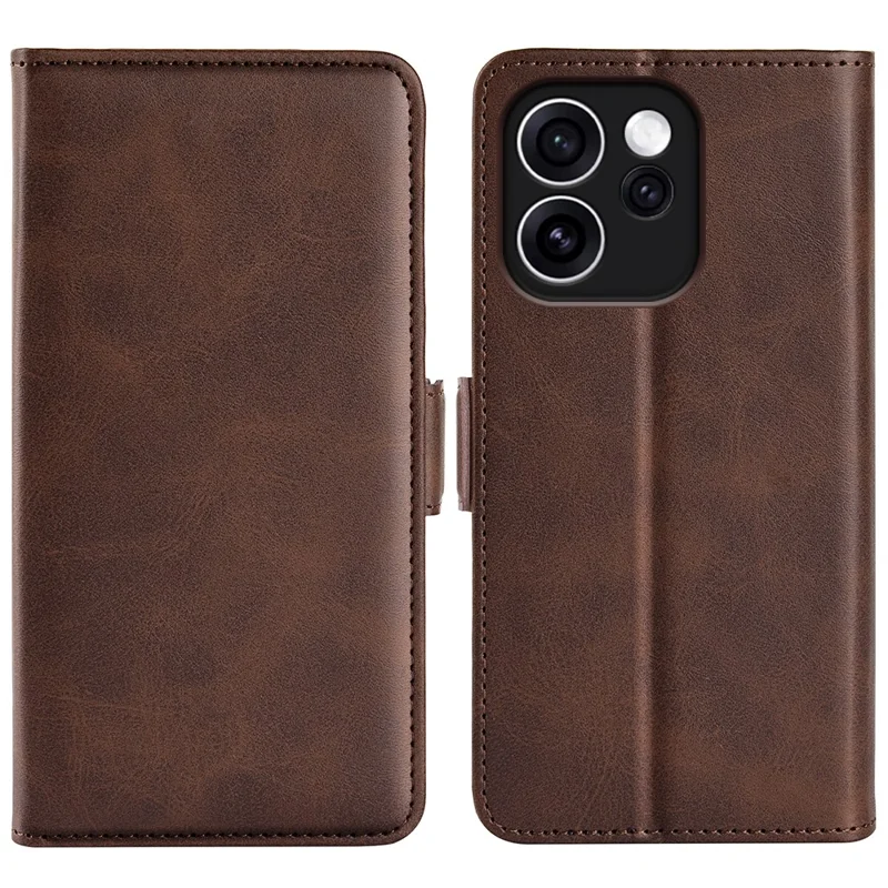 For Oppo Reno15 F 5G Case Calf Texture Leather Wallet Phone Cover - Brown