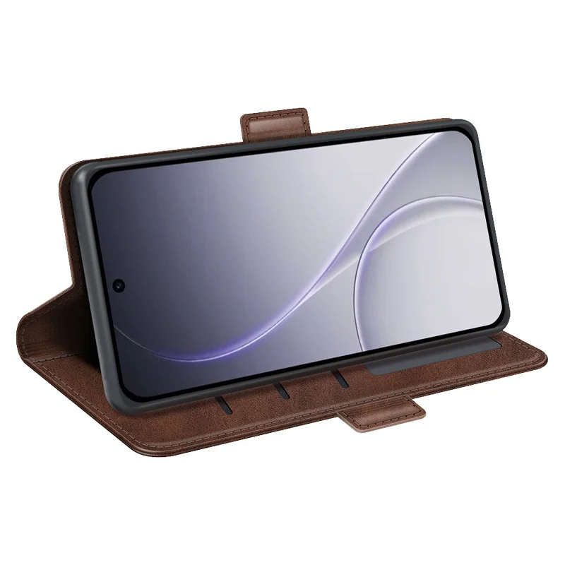 For Oppo Reno15 F 5G Case Calf Texture Leather Wallet Phone Cover - Brown