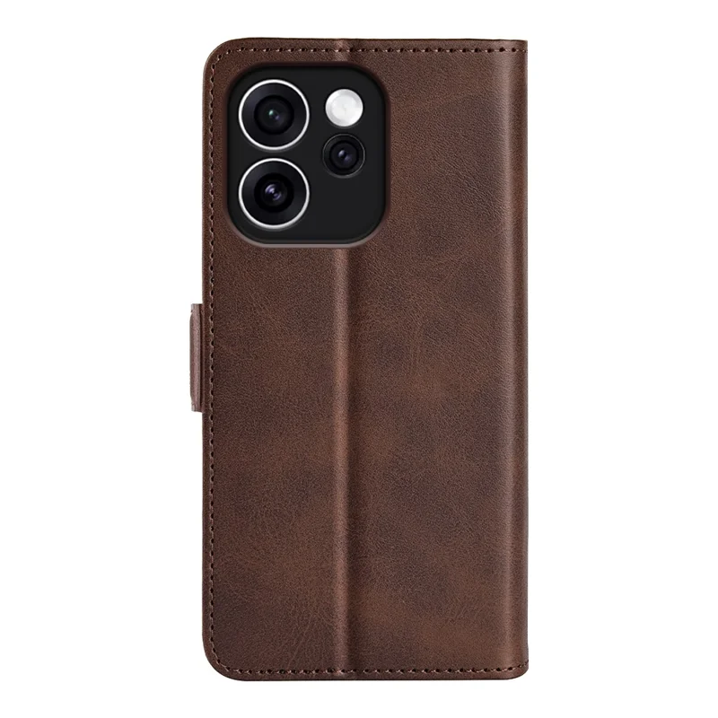 For Oppo Reno15 F 5G Case Calf Texture Leather Wallet Phone Cover - Brown
