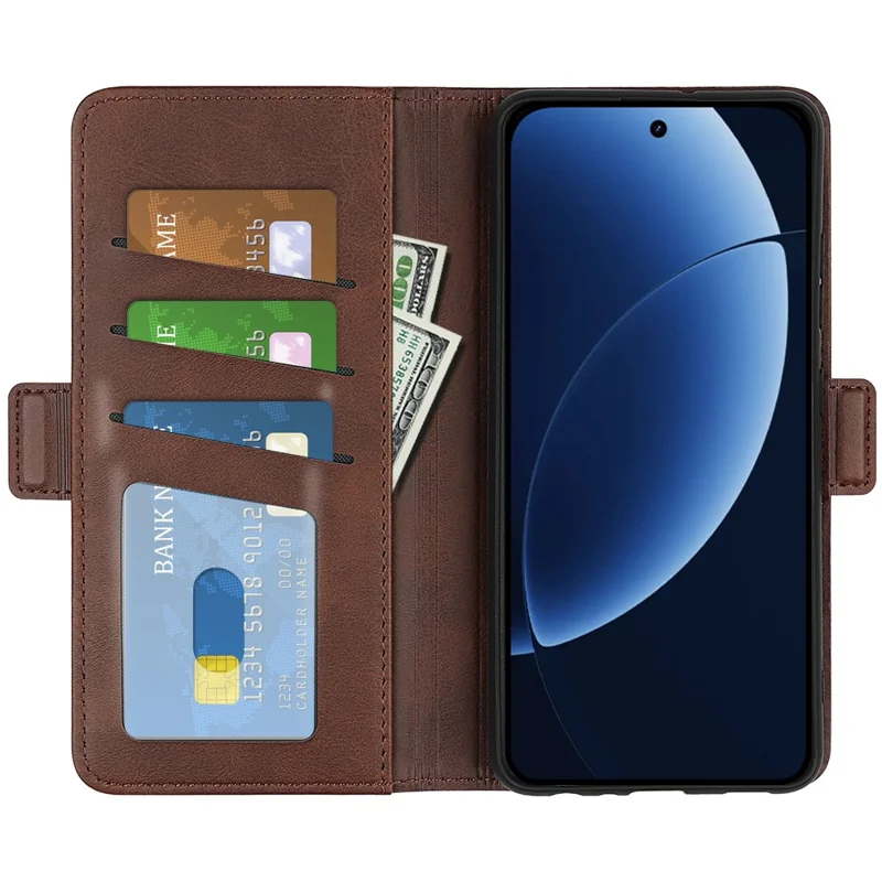 For Realme GT 8 Pro 5G Case Calf Texture Leather Wallet Phone Cover - Brown