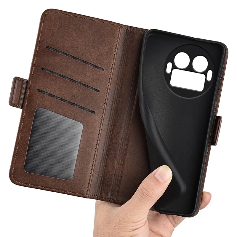 For Realme GT 8 Pro 5G Case Calf Texture Leather Wallet Phone Cover - Brown