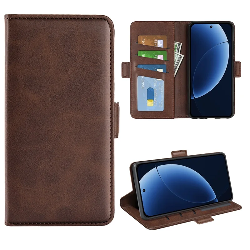For Realme GT 8 Pro 5G Case Calf Texture Leather Wallet Phone Cover - Brown