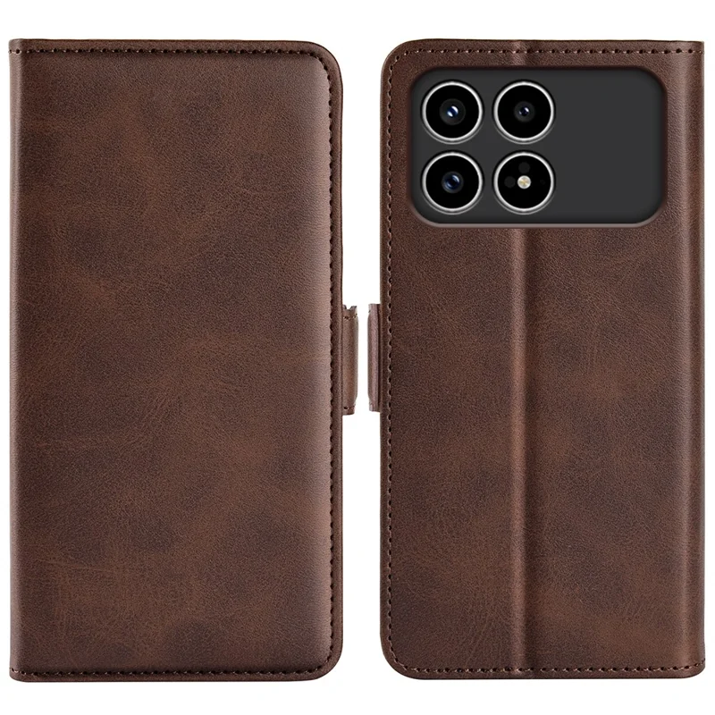 For Xiaomi Redmi K90 5G  /  Poco F8 Pro Case Calf Texture Leather Wallet Phone Cover - Brown