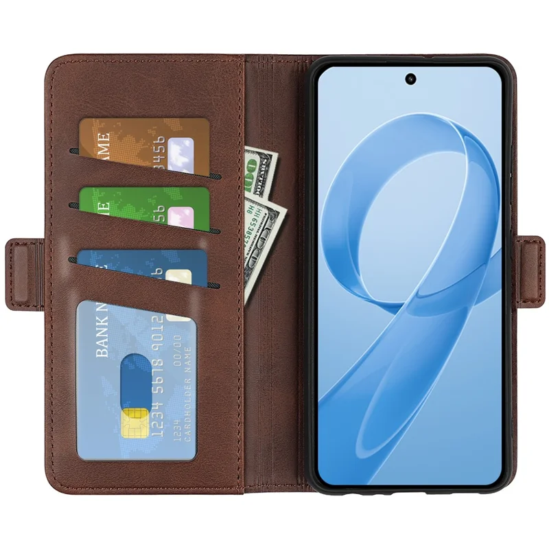 For Xiaomi Redmi K90 5G  /  Poco F8 Pro Case Calf Texture Leather Wallet Phone Cover - Brown