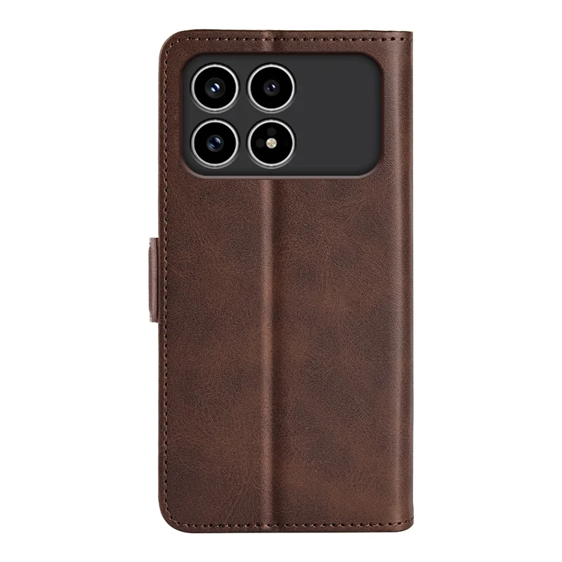 For Xiaomi Redmi K90 5G  /  Poco F8 Pro Case Calf Texture Leather Wallet Phone Cover - Brown