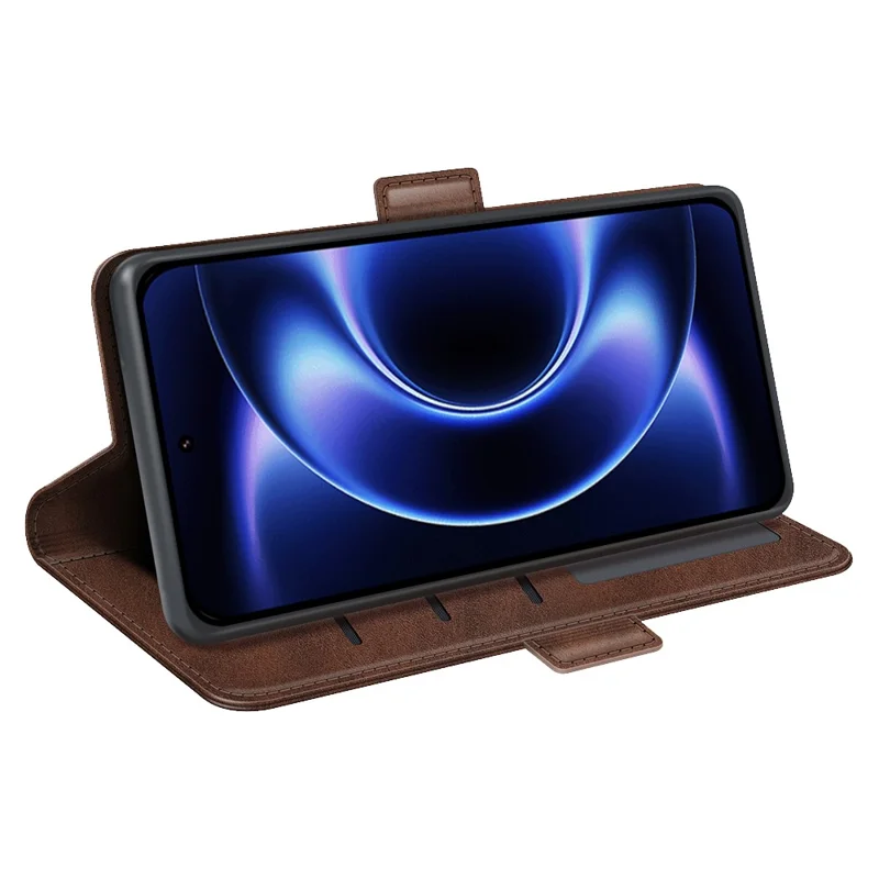 For Xiaomi 17 Ultra 5G Case Calf Texture Leather Wallet Phone Cover - Brown