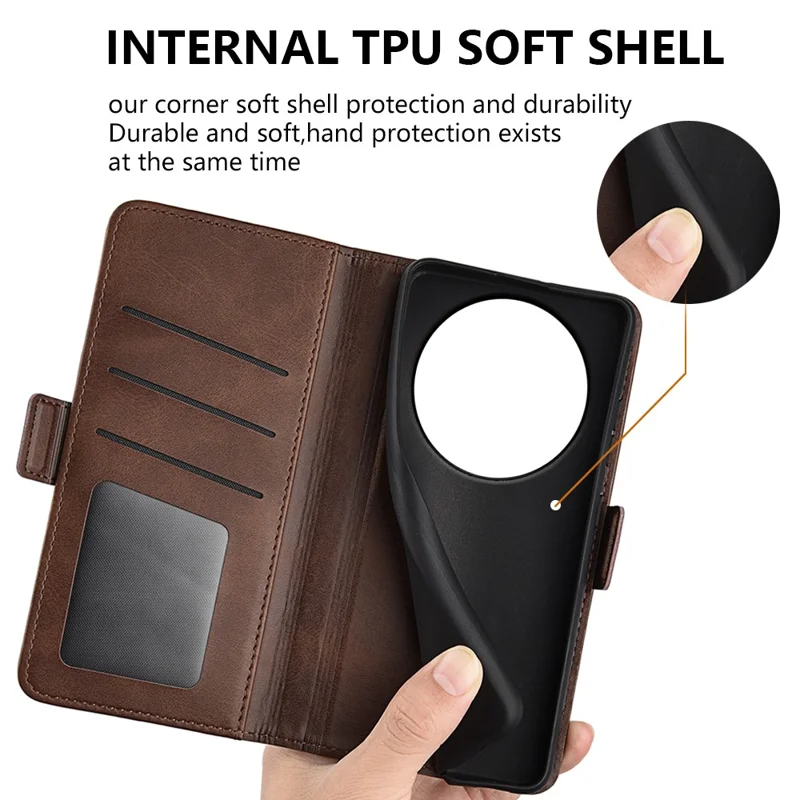 For Xiaomi 17 Ultra 5G Case Calf Texture Leather Wallet Phone Cover - Brown