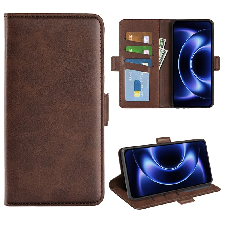 For Xiaomi 17 Ultra 5G Case Calf Texture Leather Wallet Phone Cover - Brown