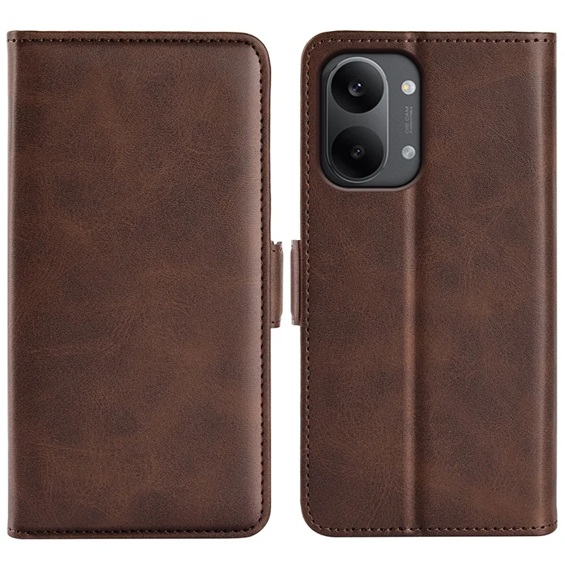 Folia do Xiaomi Poco X8 Pro Max 5G z portfelem ze skóry z teksturą cielęcej skóry - Brązowa