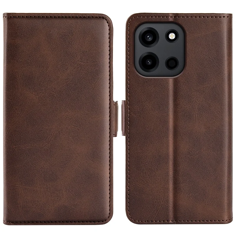For OnePlus Turbo 6 5G Case Calf Texture Leather Wallet Phone Cover - Brown