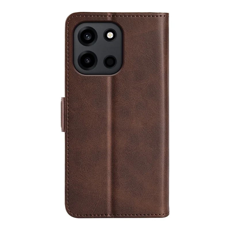 For OnePlus Turbo 6 5G Case Calf Texture Leather Wallet Phone Cover - Brown