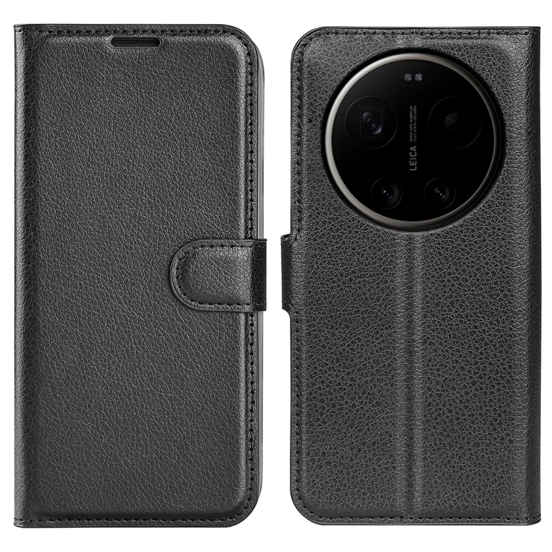 For Xiaomi 17 Ultra 5G Case Wallet Stand Litchi Texture Shockproof Leather Phone Cover - Black