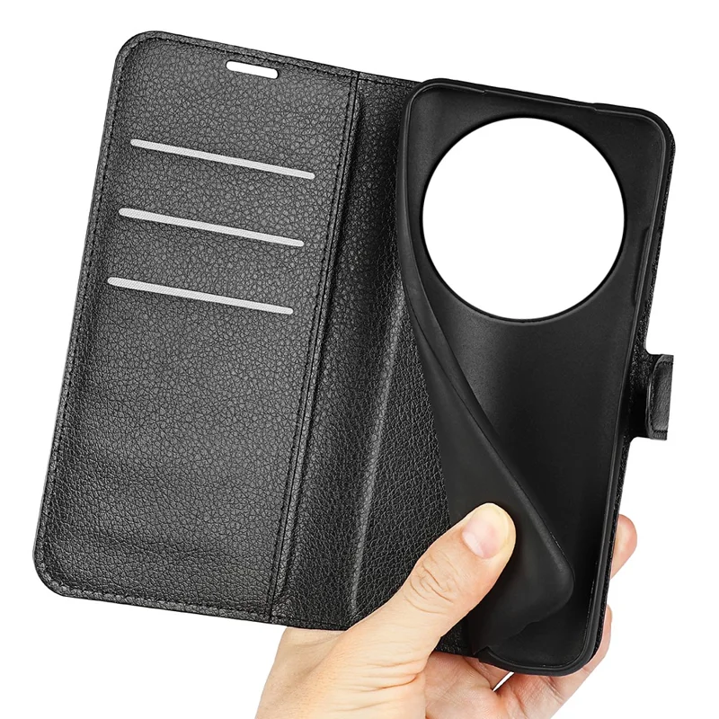 For Xiaomi 17 Ultra 5G Case Wallet Stand Litchi Texture Shockproof Leather Phone Cover - Black