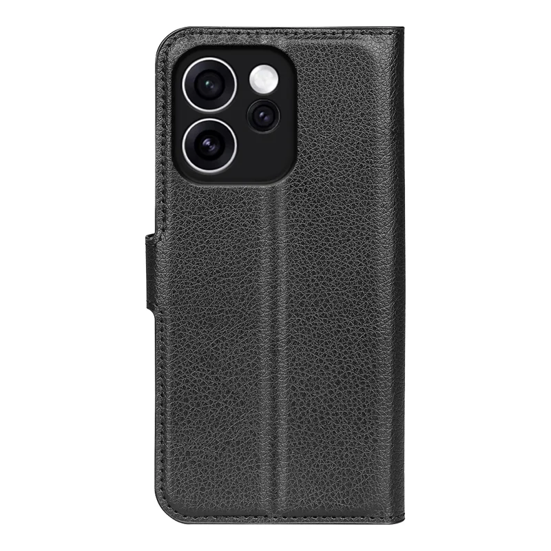 For Oppo Reno15 F 5G Case Wallet Stand Litchi Texture Shockproof Leather Phone Cover - Black