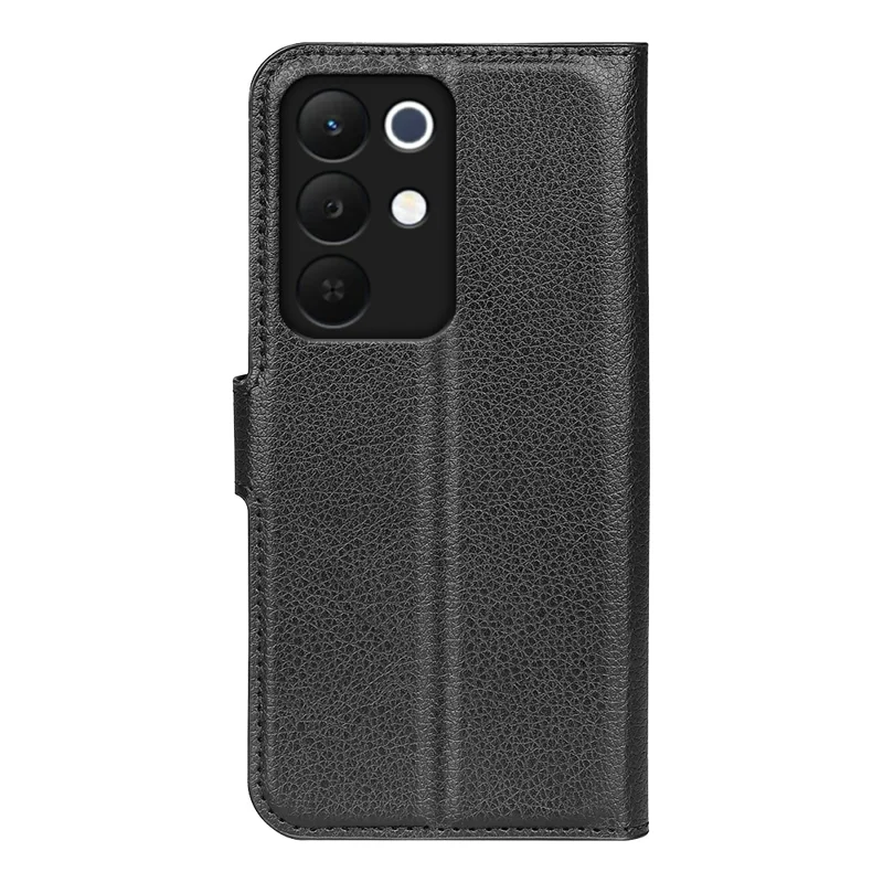 For Realme 15x (India) 5G Case Wallet Stand Litchi Texture Shockproof Leather Phone Cover - Black