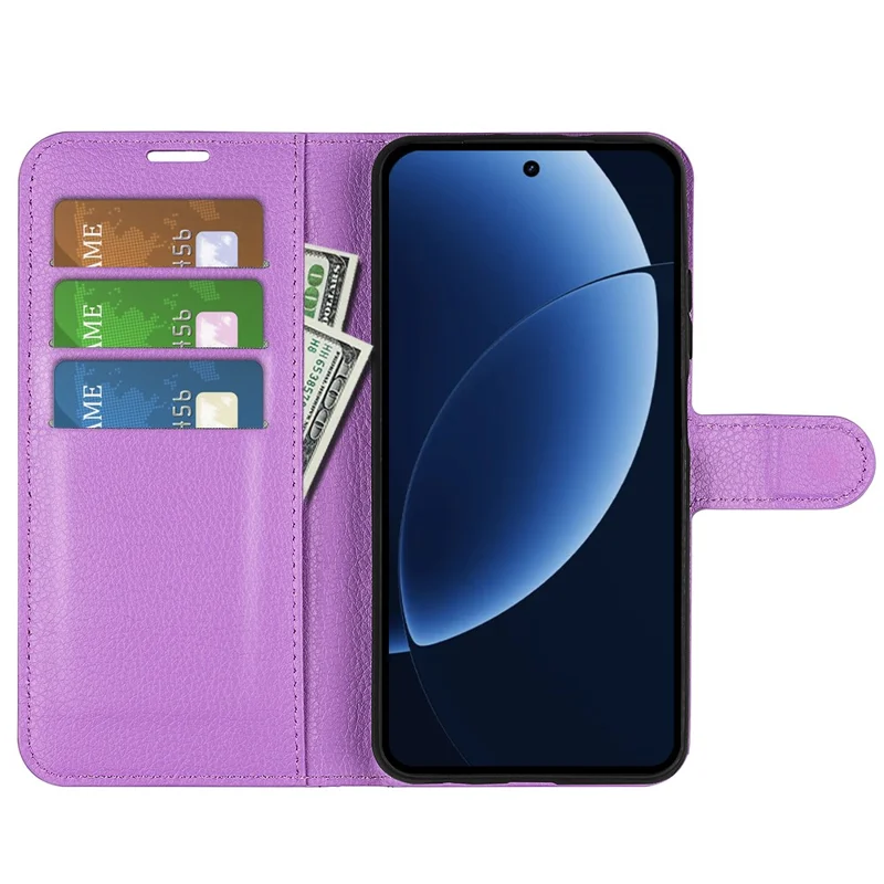 For Realme GT 8 Pro 5G Case Wallet Stand Litchi Texture Shockproof Leather Phone Cover - Purple