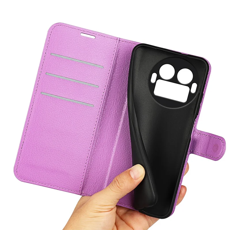 For Realme GT 8 Pro 5G Case Wallet Stand Litchi Texture Shockproof Leather Phone Cover - Purple