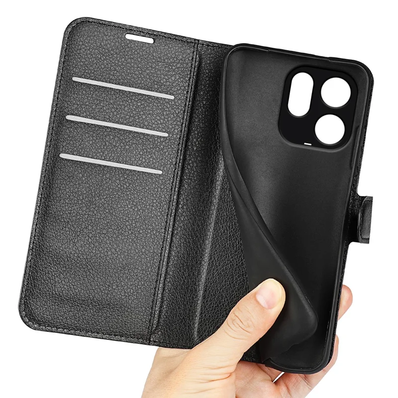 For vivo V70 5G Case Wallet Stand Litchi Texture Shockproof Leather Phone Cover - Black