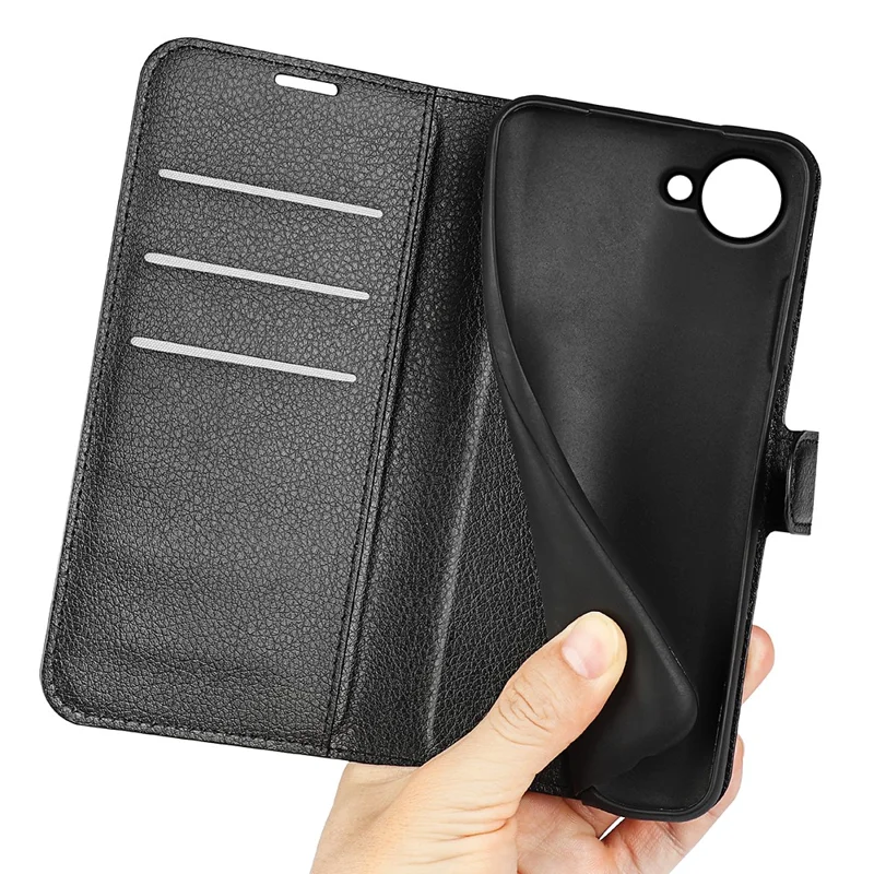 For ZTE nubia S2e Case Wallet Stand Litchi Texture Shockproof Leather Phone Cover - Black