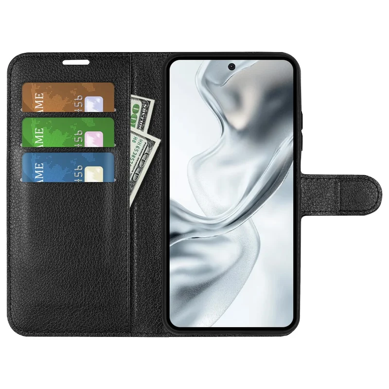 For ZTE nubia S2 Case Wallet Stand Litchi Texture Shockproof Leather Phone Cover - Black
