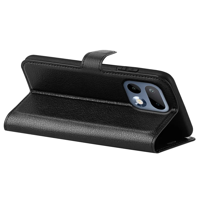 For Realme 16 Pro 5G Case Wallet Stand Litchi Texture Shockproof Leather Phone Cover - Black