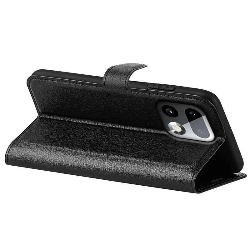 For Realme 16 Pro+ 5G Case Wallet Stand Litchi Texture Shockproof Leather Phone Cover - Black