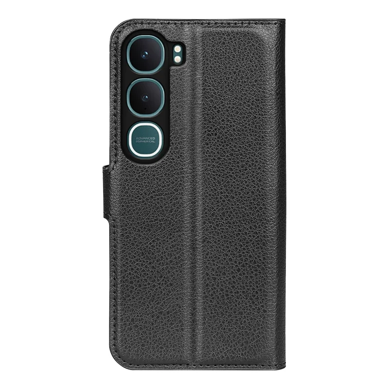 For vivo Y31 5G Case Wallet Stand Litchi Texture Shockproof Leather Phone Cover - Black