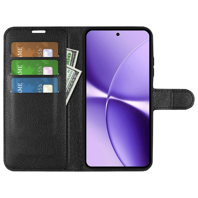 For Xiaomi Poco X8 Pro Max 5G Case Wallet Stand Litchi Texture Shockproof Leather Phone Cover - Black