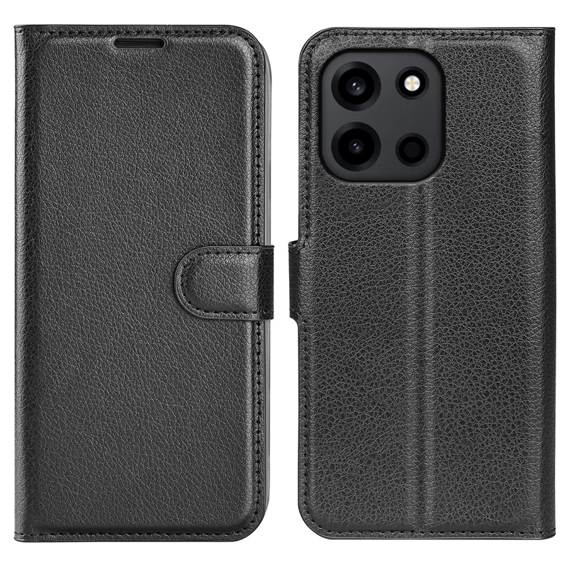 For OnePlus Turbo 6 5G Case Wallet Stand Litchi Texture Shockproof Leather Phone Cover - Black