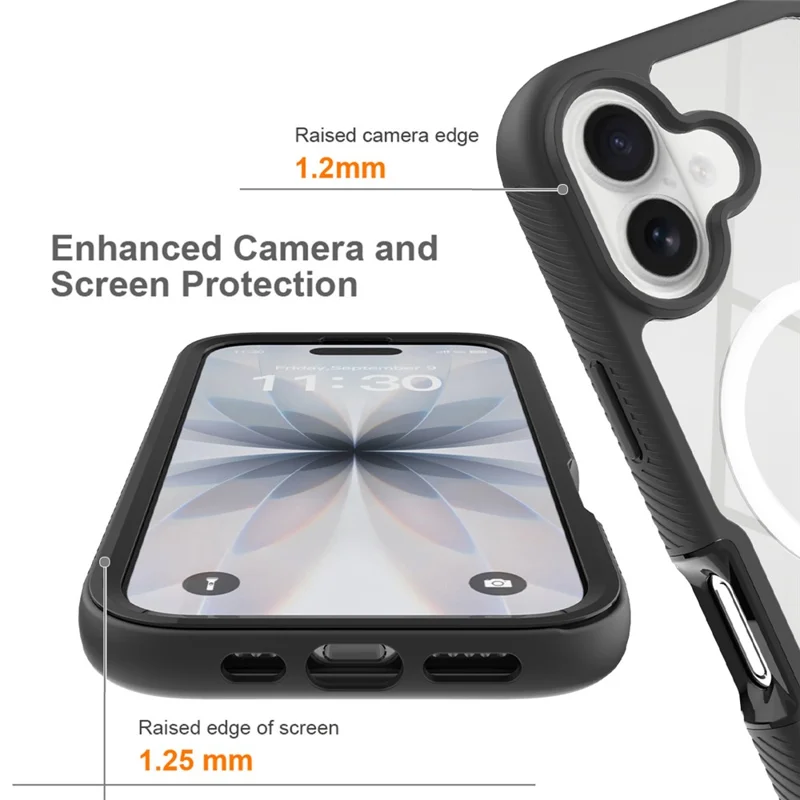 Bulk Purchasing For iPhone 17 Magnetic Case PC + TPU Protective Phone Cover with PET Screen Film - Black