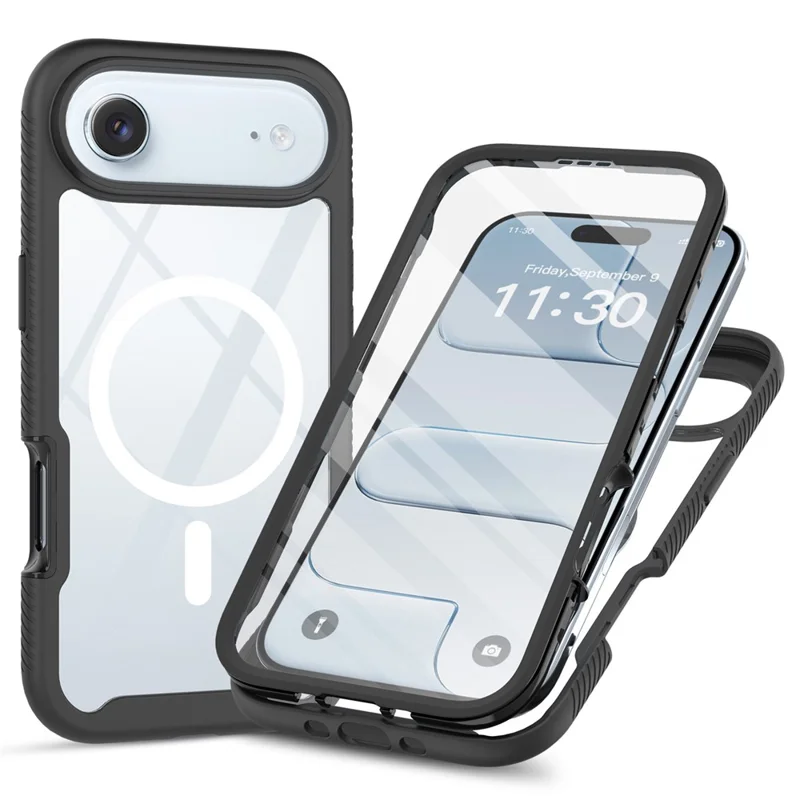 Bulk Purchasing For iPhone Air Magnetic Case PC + TPU Protective Phone Cover with PET Screen Film - Black