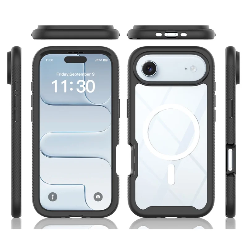 Bulk Purchasing For iPhone Air Magnetic Case PC + TPU Protective Phone Cover with PET Screen Film - Black