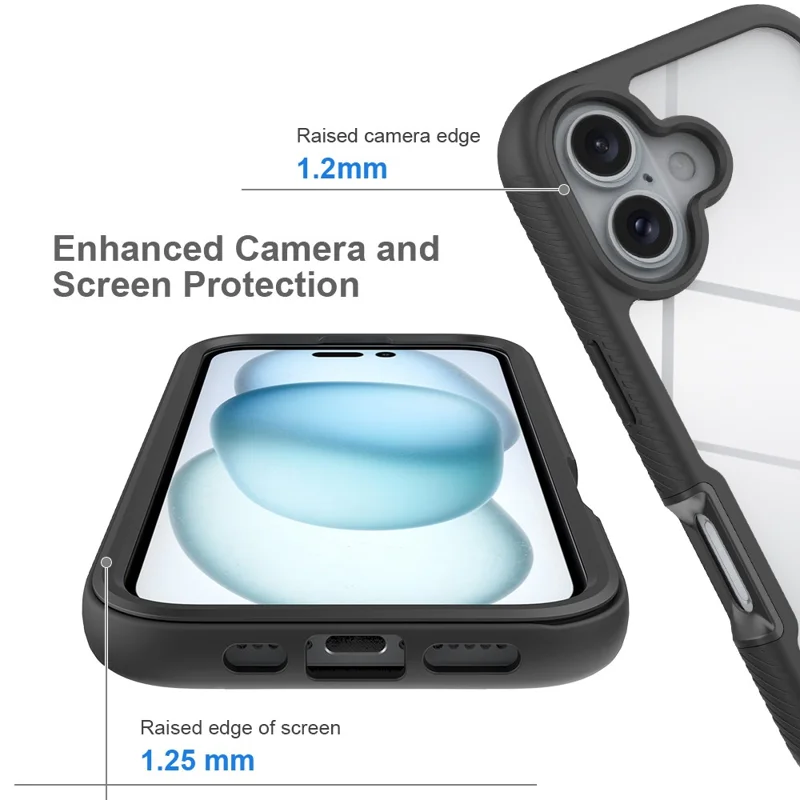 For iPhone 16 Magnetic Case PC + TPU Protective Phone Cover with PET Screen Film - Black